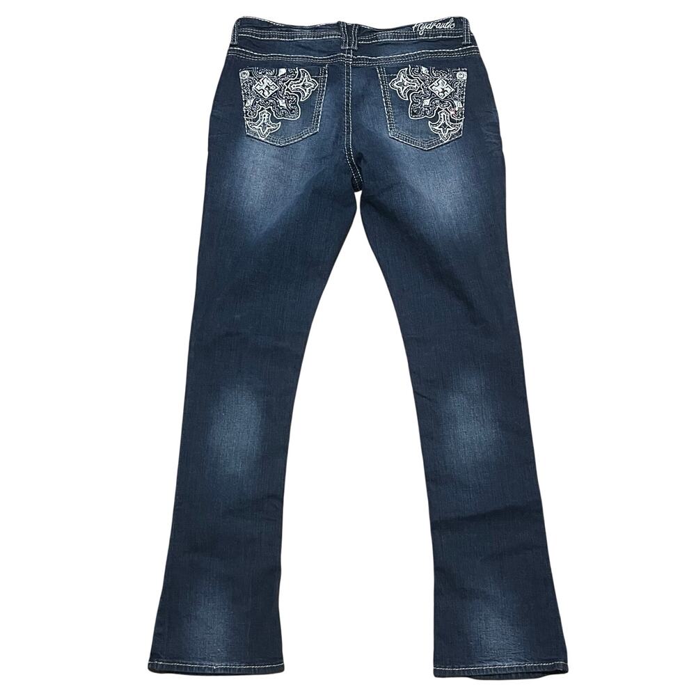 Hydraulic Y2K Western Dark Wash Denim Lola Micro Boot Jeans 15/16 Thick Stitch
